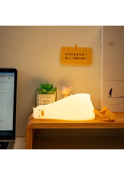 Gece Lambası Sevimli Ördek USB Şarjlı Kısılabilir Yumuşak Silikon LED Işık Çocuk Yetişkinler İçin