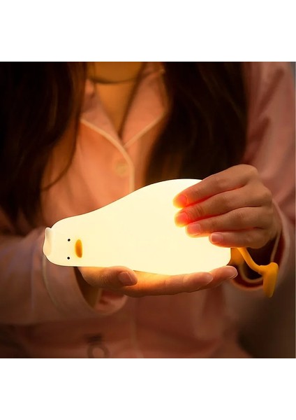 Gece Lambası Sevimli Ördek USB Şarjlı Kısılabilir Yumuşak Silikon LED Işık Çocuk Yetişkinler İçin