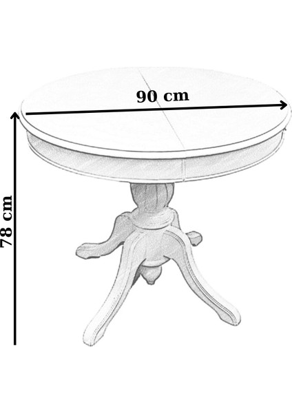Concept Baba Ayaklı Masa Ahşap Yuvarlak Ceviz Renkli Açılır Masa (Çap 90 cm )