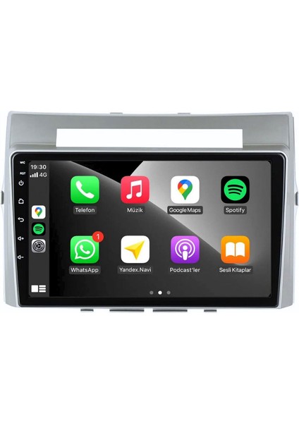 Toyota Verso Araç Multimedya Android Ekran Carplay Navigasyon Double Teyp 2+32 9" 04-09 Silver