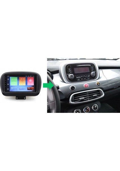 Fiat 500X Araç Multimedya Android Ekran Carplay Navigasyon Double Teyp 4+64 9" 15-21 Black