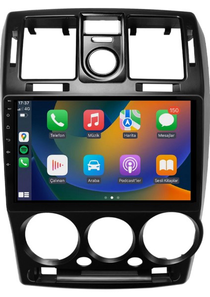 Hyundai Getz Araç Multimedya Android Ekran Carplay Navigasyon Double Teyp 4+64 9" 02-11 Black