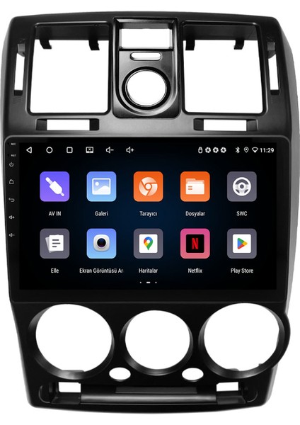 Hyundai Getz Araç Multimedya Android Ekran Carplay Navigasyon Double Teyp 4+64 9" 02-11 Black
