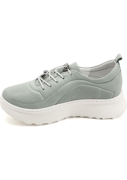 Kadın Su Yeşili Lastik Bağcıklı Comfort Hakiki Deri Sneaker modelleri