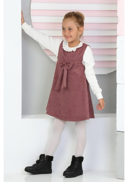 Kız Çocuk Süet Kumaş 2'li Elbise (Elbise+Bady BLUZ)12177 modelleri