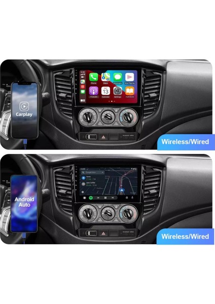 Mitsubishi L200 Araç Multimedya Android Ekran Carplay Navigasyon 4+64 9" 15-21 Analog P.black