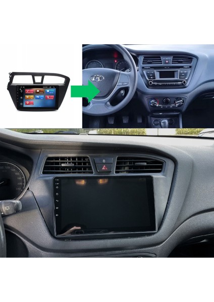 Hyundai I20 Araç Multimedya Android Ekran Carplay Navigasyon Double Teyp 4+64 9" 14-18 Black
