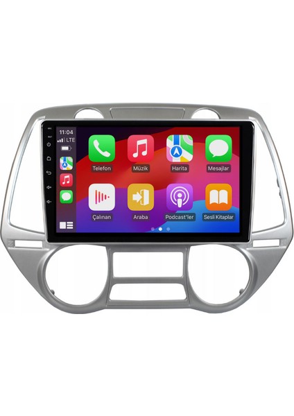Hyundai I20 Araç Multimedya Android Ekran Carplay Double Teyp 4+64 9" 08-12 Dijital Y Silver