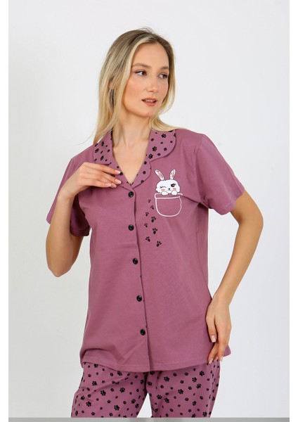 Pamuk Düğmeli Kadın Pijama Takımı – Rahat ve Şık Gömlek Pijama Tasarımı - Geniş Beden Aralığı