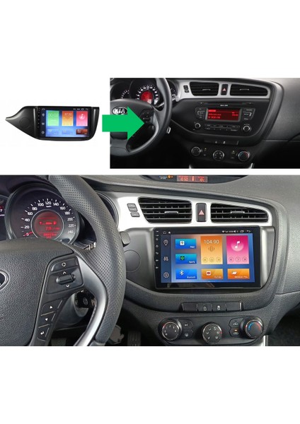 Kia Ceed Araç Multimedya Android Ekran Carplay Navigasyon Double Teyp 4+64 9" 12-19 Black