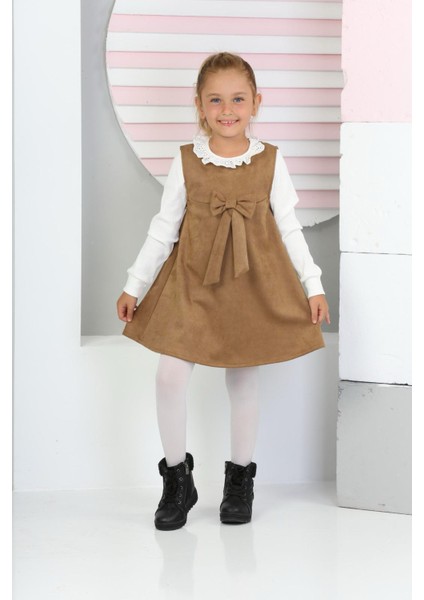 Kız Çocuk Süet Kumaş 2'li Elbise (Elbise+Bady BLUZ)12177