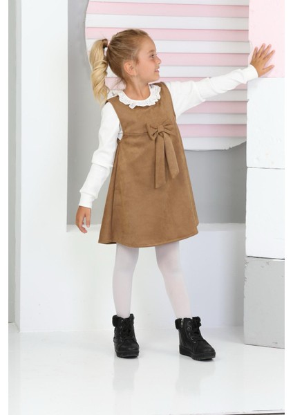 Kız Çocuk Süet Kumaş 2'li Elbise (Elbise+Bady BLUZ)12177