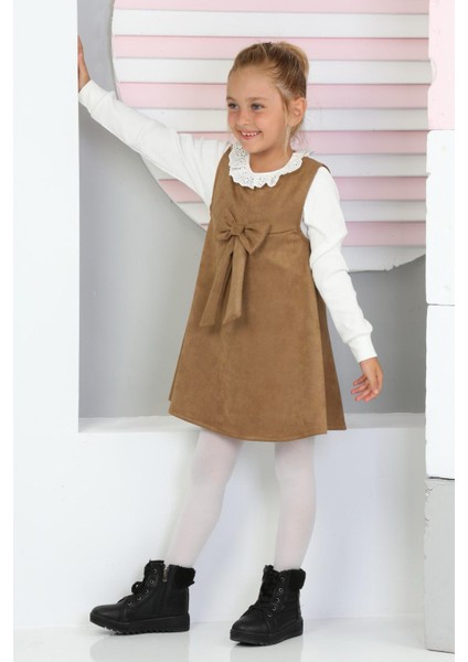 Kız Çocuk Süet Kumaş 2'li Elbise (Elbise+Bady BLUZ)12177