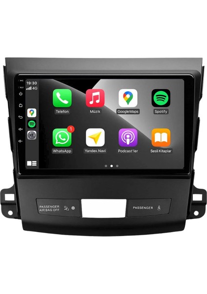 Mitsubishi Outlander Araç Multimedya Android Ekran Carplay Double Teyp 4+64 9" 08-12 Black