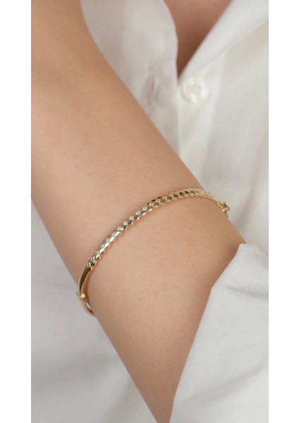 14 Ayar Altın Desenli Taşlı Bileklik modelleri