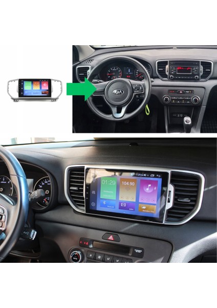 Kia Sportage Araç Multimedya Android Ekran Carplay Navigasyon Double Teyp 4+64 9" 16-18 Silver