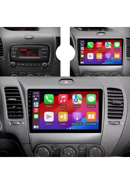 Kia K3 Araç Multimedya Android Ekran Carplay Navigasyon Cihazı Double Teyp 4+64 9" 13-17 Black