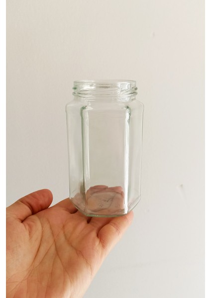 385 ml Metal Kapaklı Altıgen Bal Kavanozu 385 cc Şeffaf Hexagon Kavanoz 36 Adet (500 gr Bal Alır)