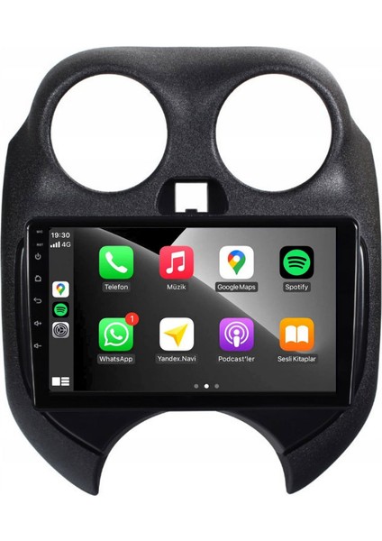 Nissan Micra Araç Multimedya Android Ekran Carplay Navigasyon Double Teyp 4+64 9" 11-13 Black