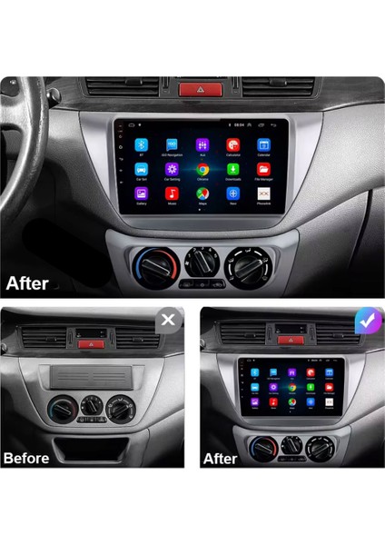 Mitsubishi Lancer Araç Multimedya Android Ekran Carplay Double Teyp 4+64 9" 04-08 Black