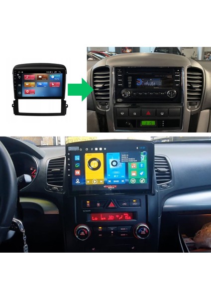 Kia Sorento Araç Multimedya Android Ekran Carplay Navigasyon Double Teyp 4+64 9" 06-10 Black