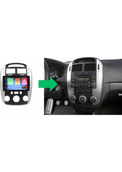 Kia Cerato Araç Multimedya Android Ekran Carplay Double Teyp 4+64 9" 06-08 Black/silver
