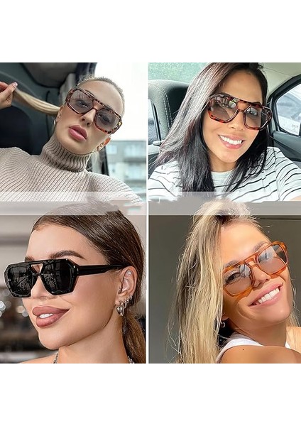 Güneş Gözlüğü Kadın Şekli Kalın Çerçeve Moda Altıgen Çift Köprü Güneş Gözlüğü (Yurt Dışından) fiyatları