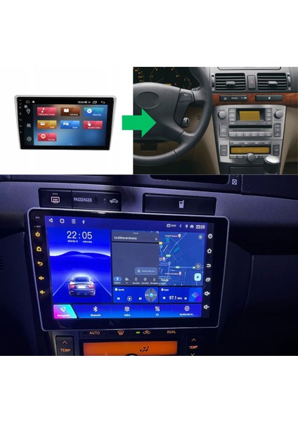 Toyota Avensis Araç Multimedya Android Ekran Carplay Double Teyp 4+64 9" 02-08 Silver