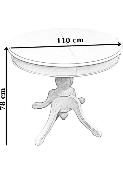 Concept Baba Ayaklı Masa Ahşap Yuvarlak Naturel Renkli Açılır Masa (Çap 110 cm )