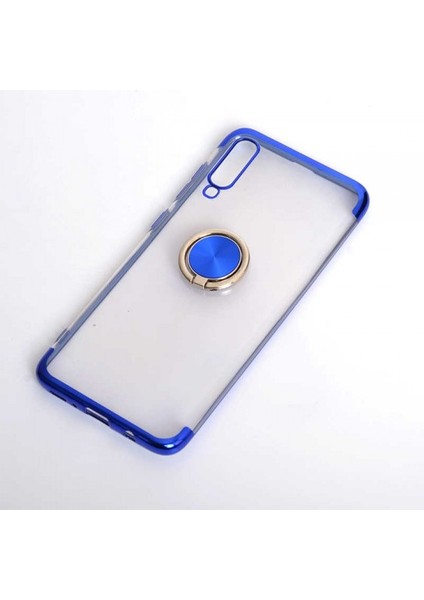 Galaxy A70 Uyumlu Kılıf Kenarları Renkli Yüzüklü Standlı Gesse Godivje Silikon Kapak