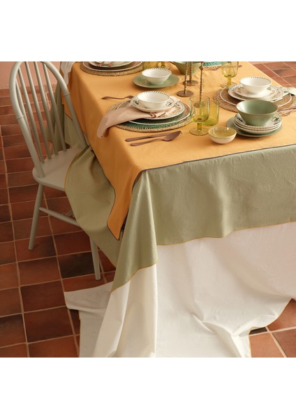 Solıd Overloklu Pamuk %100 Pamuk Masa Örtüsü 160x320 Cm Yeşil fiyatları