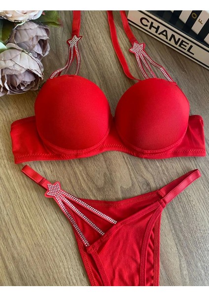 Yıldız Model Dolgulu Sütyen ve Külot Takımı - Bralet Seti