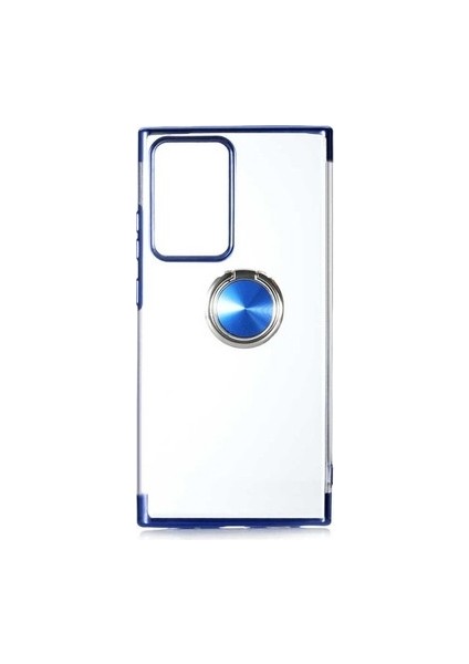 Galaxy Note 20 Ultra Uyumlu Kılıf Kenarları Renkli Yüzüklü Standlı Gesse Godivje Silikon Kapak