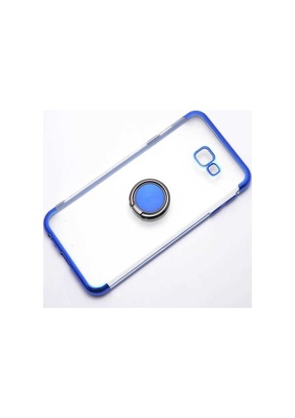 Galaxy J4 Plus Uyumlu Kılıf Kenarları Renkli Yüzüklü Standlı Gesse Godivje Silikon Kapak