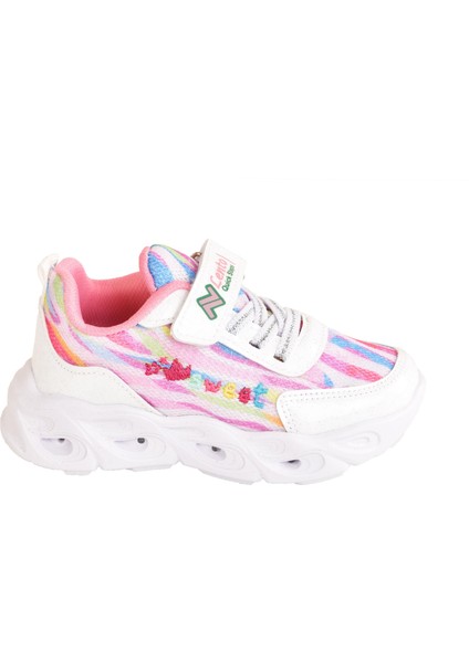 Kız Çocuk Hafif Kaymaz Anatomik Taban Işıklı Spor Ayakkabı Sneaker