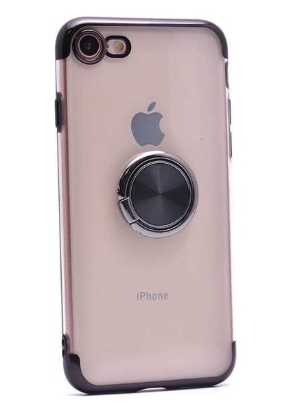 Apple iPhone 7 Uyumlu Kılıf Kenarları Renkli Yüzüklü Standlı Gesse Godivje Silikon Kapak