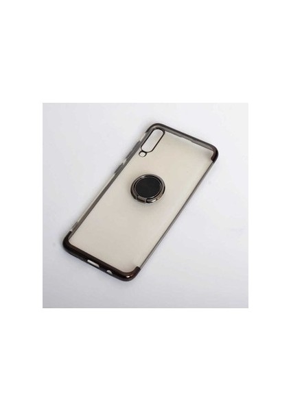 Galaxy A70 Uyumlu Kılıf Kenarları Renkli Yüzüklü Standlı Gesse Godivje Silikon Kapak