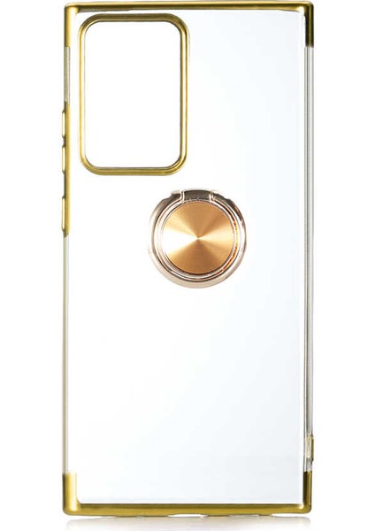 Galaxy Note 20 Ultra Uyumlu Kılıf Kenarları Renkli Yüzüklü Standlı Gesse Godivje Silikon Kapak