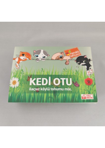 Kedi Otu Kit (Kedi Çimi Set) - Toprak, Saksı, Koruyucu File ve Tohum Seti