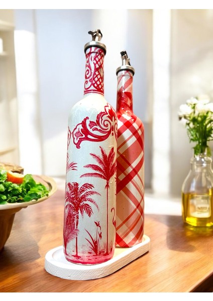 El Yapımı Kırmızı Beyaz Yağdanlık Seti – Flamingo Ekose Desenli Cam Şişe, Dekoratif Mutfak & Sofra Ürünü, Sosluk & Sirkelik fiyatları