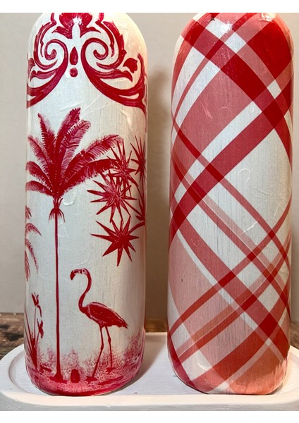 El Yapımı Kırmızı Beyaz Yağdanlık Seti – Flamingo Ekose Desenli Cam Şişe, Dekoratif Mutfak & Sofra Ürünü, Sosluk & Sirkelik fırsatları