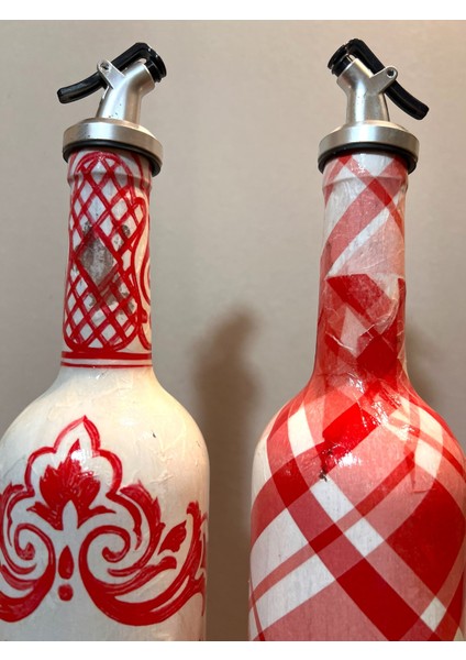 El Yapımı Kırmızı Beyaz Yağdanlık Seti – Flamingo Ekose Desenli Cam Şişe, Dekoratif Mutfak & Sofra Ürünü, Sosluk & Sirkelik indirimleri
