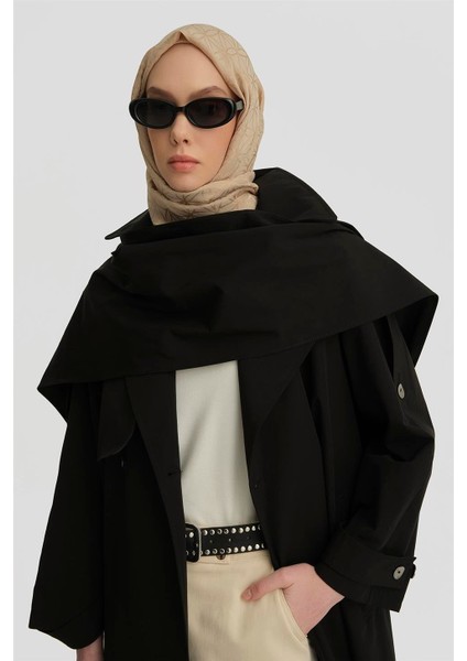 Atkı Detaylı Trençkot 25Y7805 Siyah modelleri