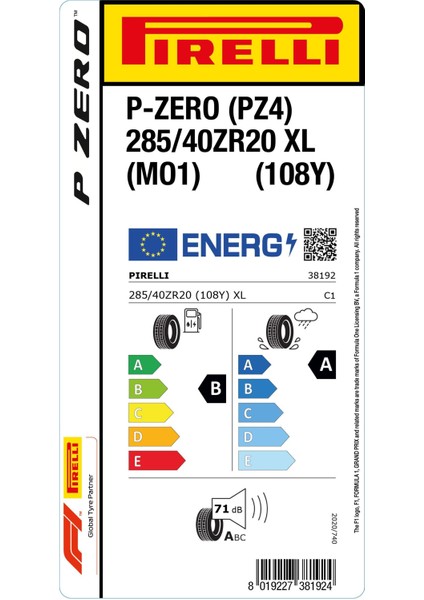 285/40Z R20 (108Y) P-Zero (Pz4) (Mo1) Xl Sc Oto Yaz Lastiği (Üretim Yılı: 2024)