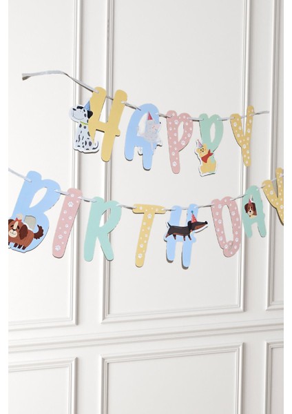 Sevimli Köpekler Happy Birthday Banner Parti Süsleri Ipe Dizili Duvar Süsü fiyatları