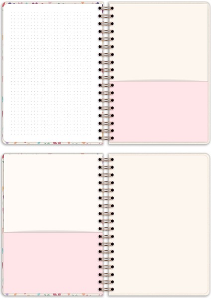 A5 15X21 cm Spiralli Lastikli Noktalı Tarihsiz Not Defteri Kalpler