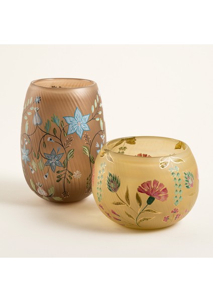 Aravalı Cam Dekoratif Kase 12.5X12.5X17.5 cm Renkli