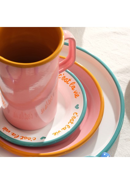 Frigya Emaye Tabak 25 cm Gül Kurusu