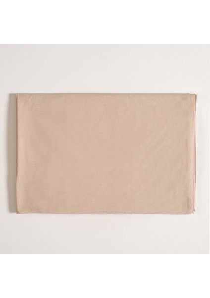 Solıd Overloklu Pamuk %100 Pamuk Masa Örtüsü 160x320 Cm Kum Rengı