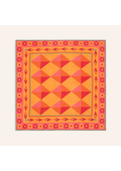 Pera Dijital Baskılı Yün %100 Yün Fular 90x90 Cm Renkli
